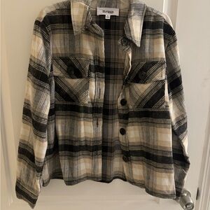 BB Dakota Black and Cream Plaid Button Down Shirt
